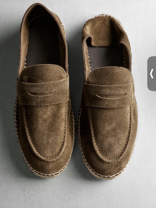 Massimo Dutti Khaki Suede Espadrille Loafer main image 4